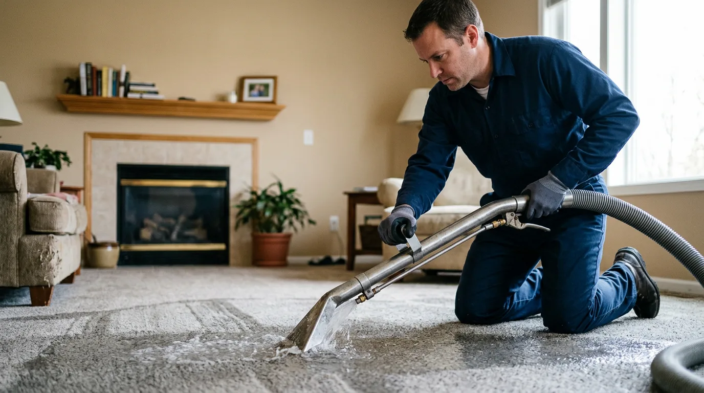 Water damage restoration technician working near Ossian, IN